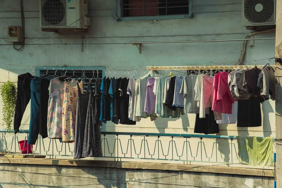 Clothes hanging to dry on a balcony in Ho Chi Minh City, Vietnam.